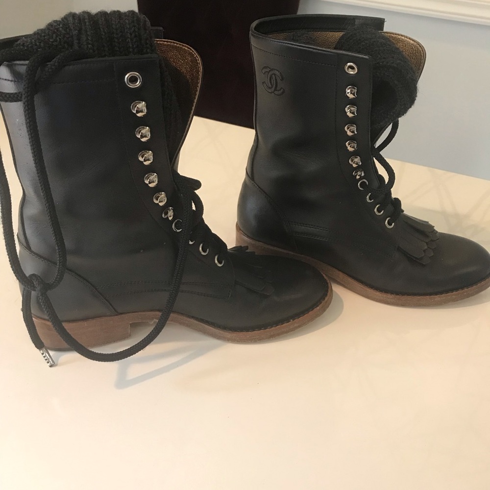 Authentic Chanel combat boots 37